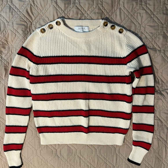 La Ligne Sweaters - La Ligne Cream and Red Striped Sweater